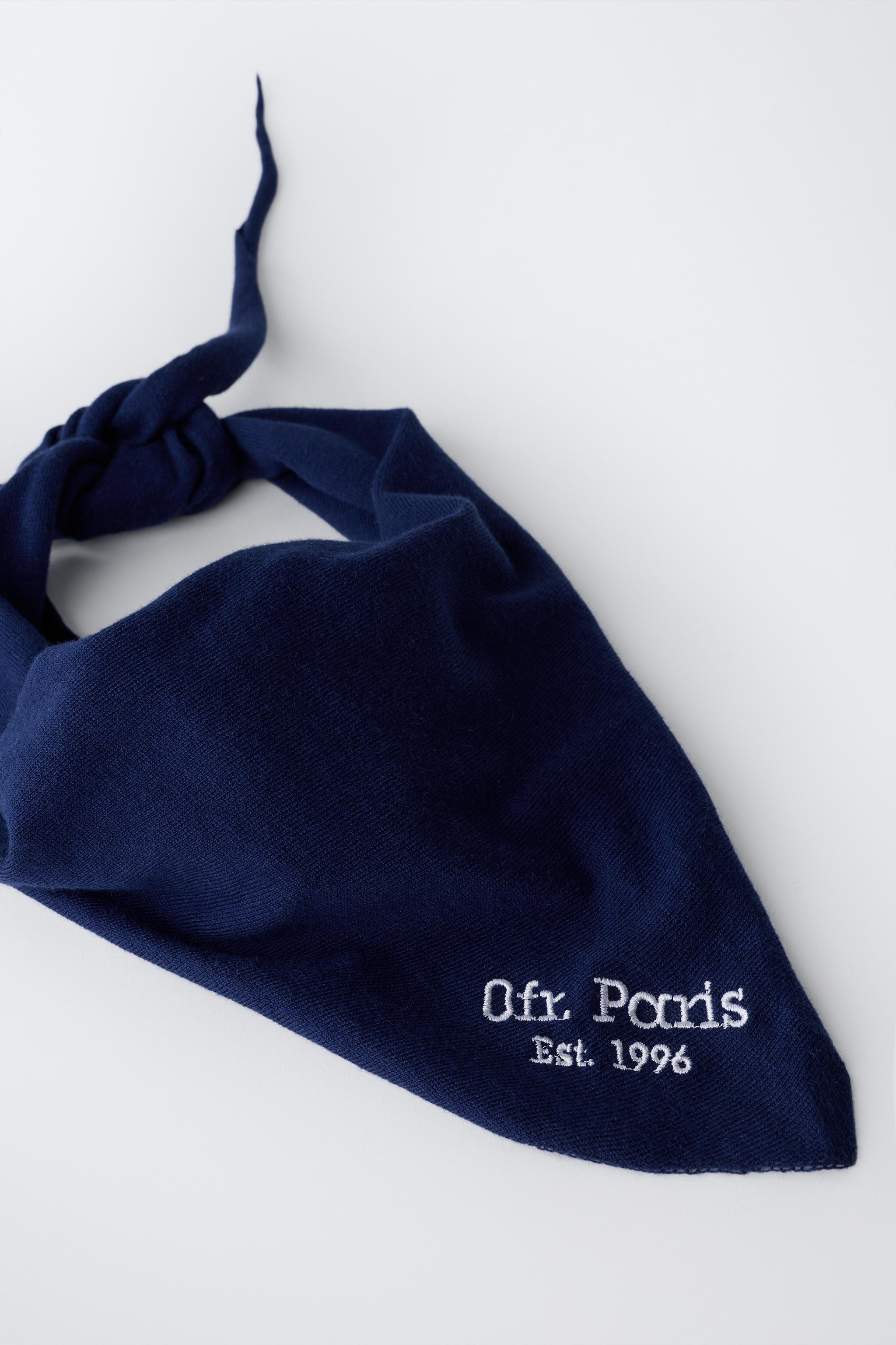 FOULARD TOUR DU COU INSCRIPTION BRODÉE 0FR. PARIS X ZARA